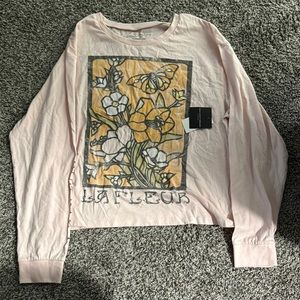 Pink Floral Graphic Long Sleeve Shirt